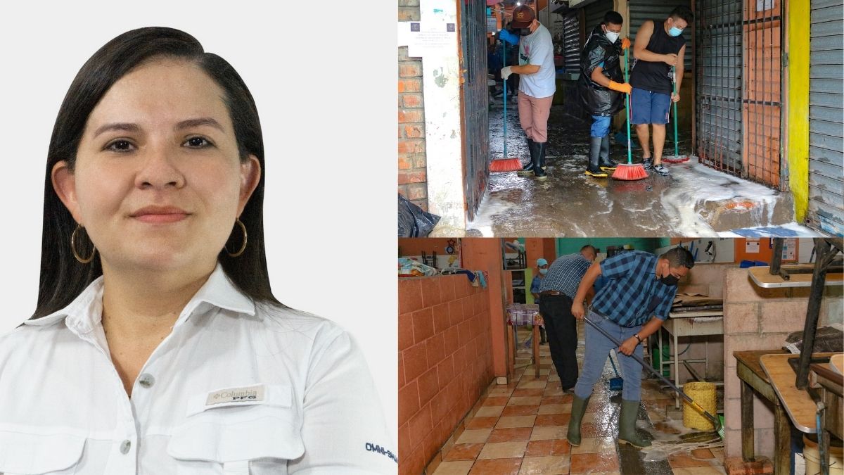 Damaris Leiva realiza sanitizacion de mercados