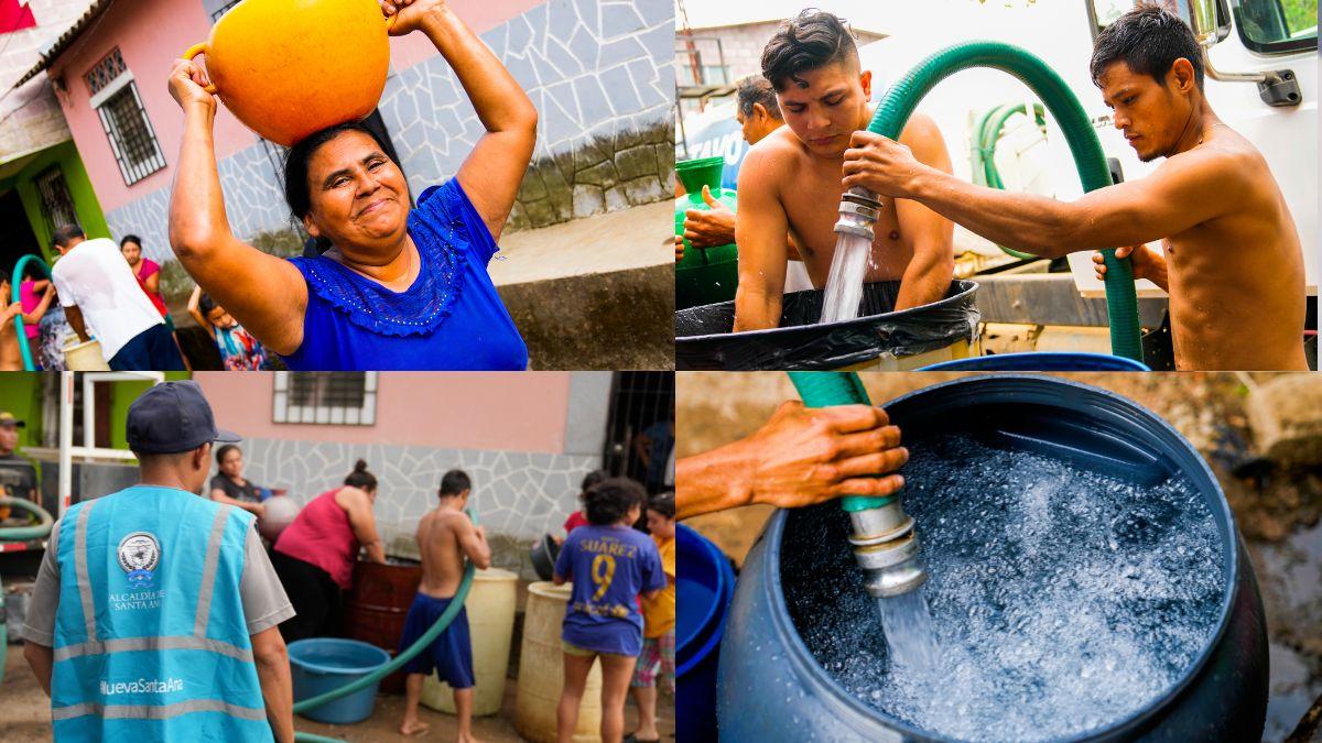 Pipas con agua potable de El Salvador